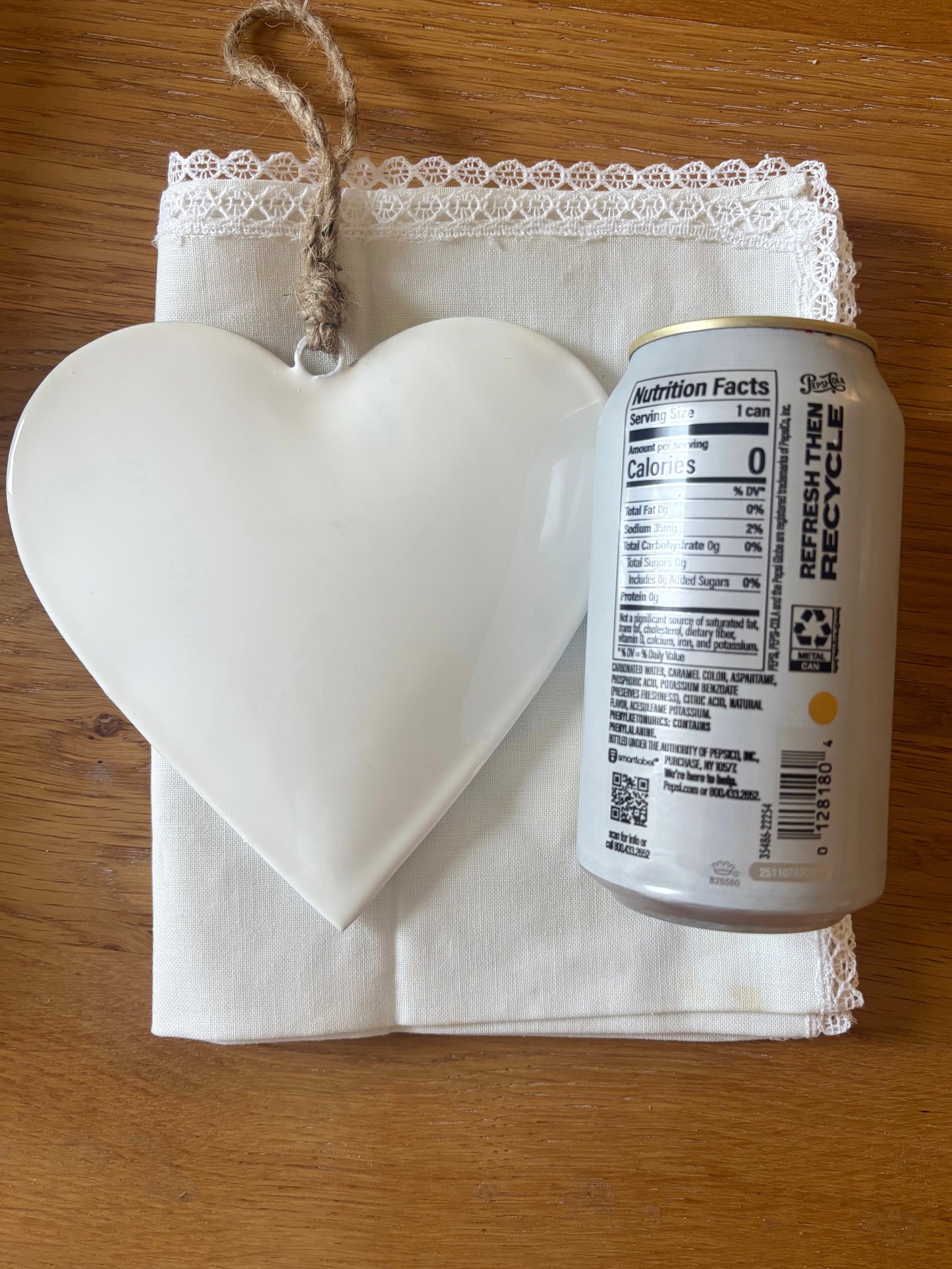 WHITE ENAMEL HANGING HEART